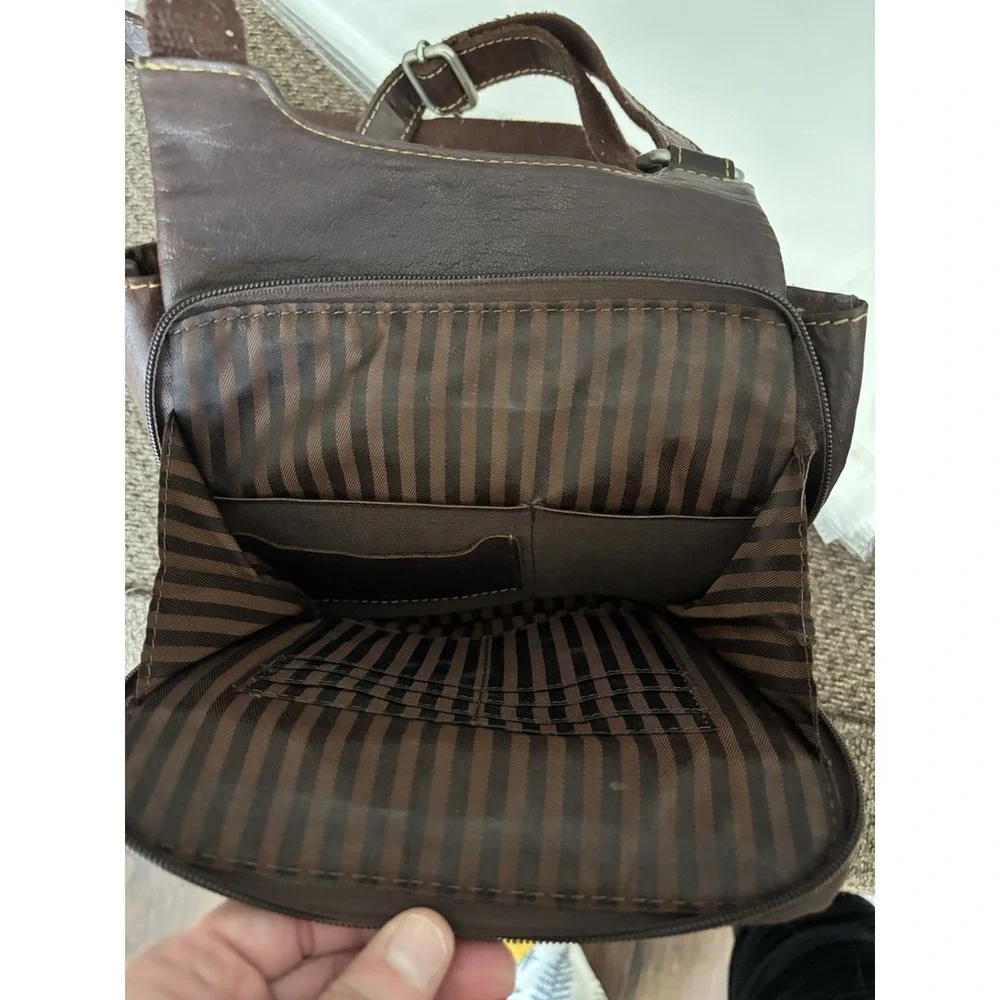 Jack Georges‎ Leather Crossbody Bag Voyager Traveler Messenger Brown Boho
